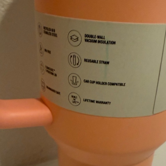 Stanley Melon Peach-Orange 40 oz Tumbler Large Water Cup Quencher H2.0 FlowState - Picture 5 of 9